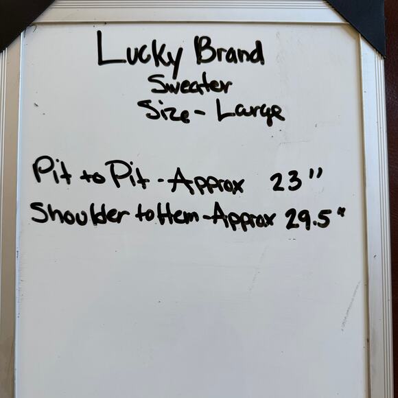 Lucky Brand Boho Knit Open Mustard Brown Cream Sweater SZ L Pockets Tribal Aztec - Picture 7 of 7